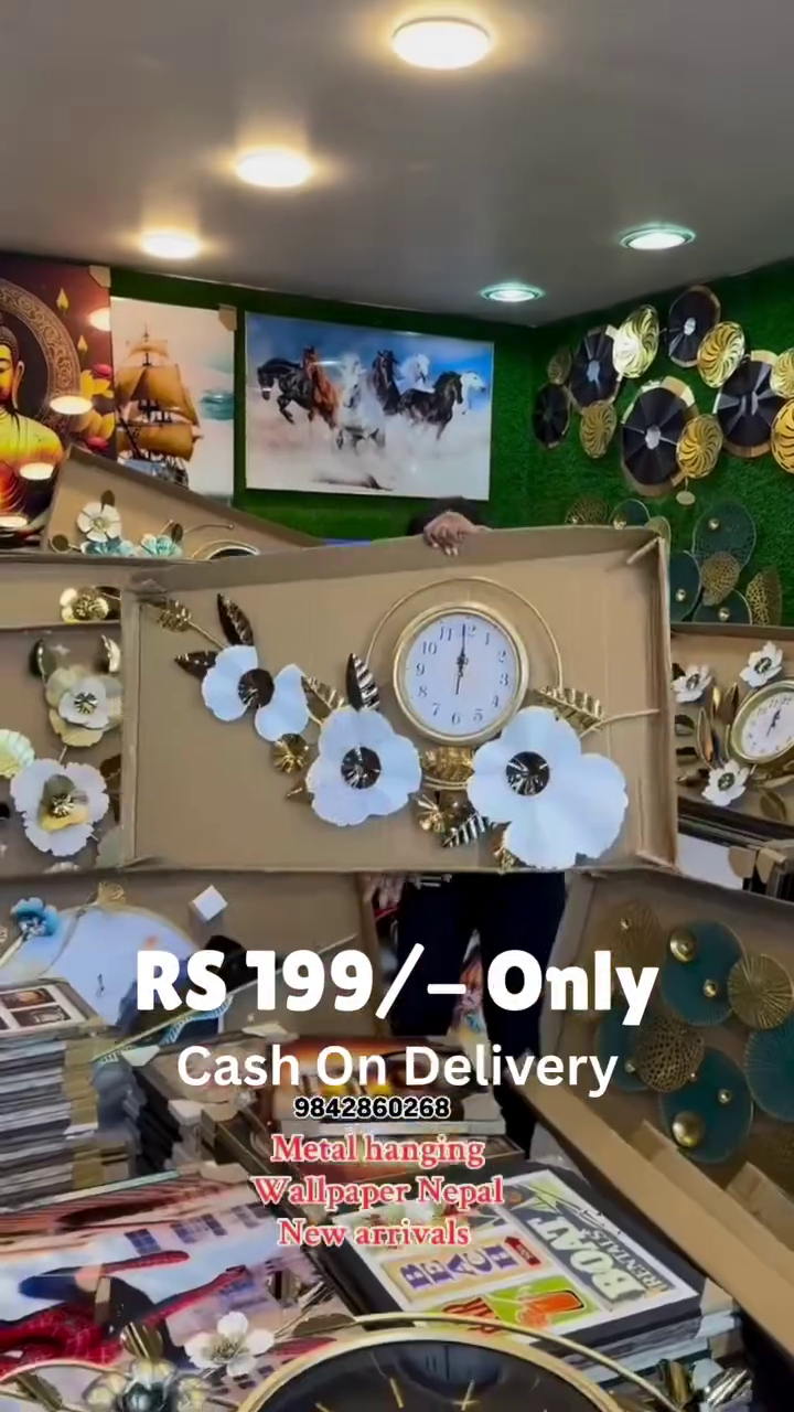 ✨ Royal Bloom Metal Wall Hanging Clock – Luxury Floral Wall Art with Timepiece ✨