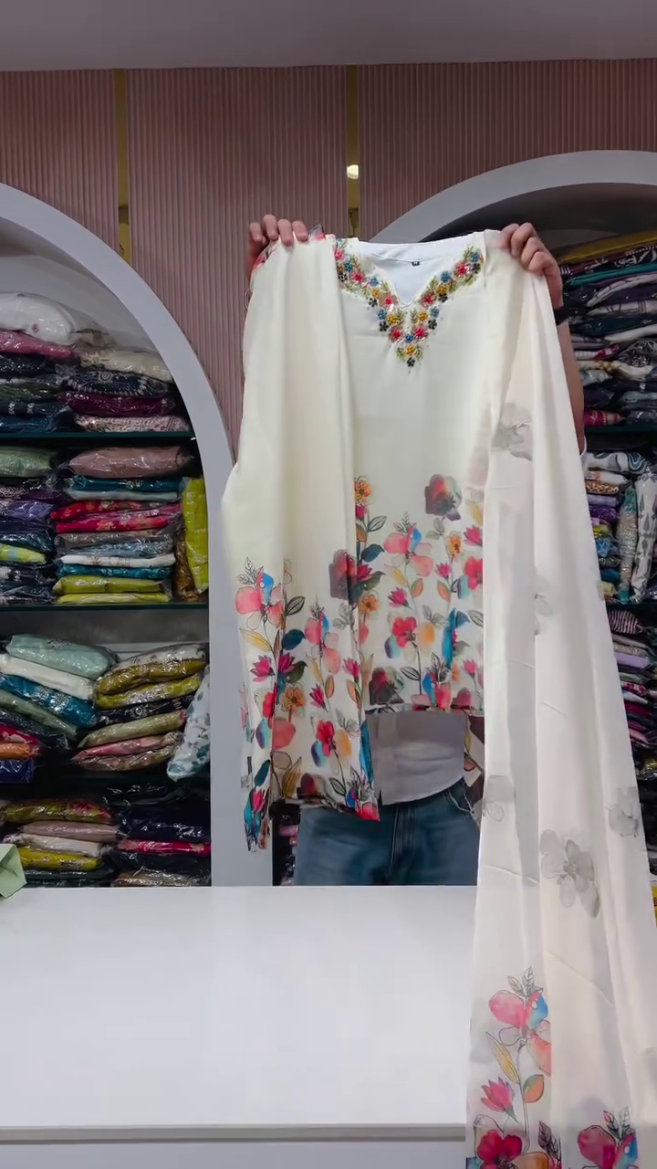 🌸 Noor-e-Gul Floral Embroidered Kurta with Dupatta – Grace in Every Thread 🌸