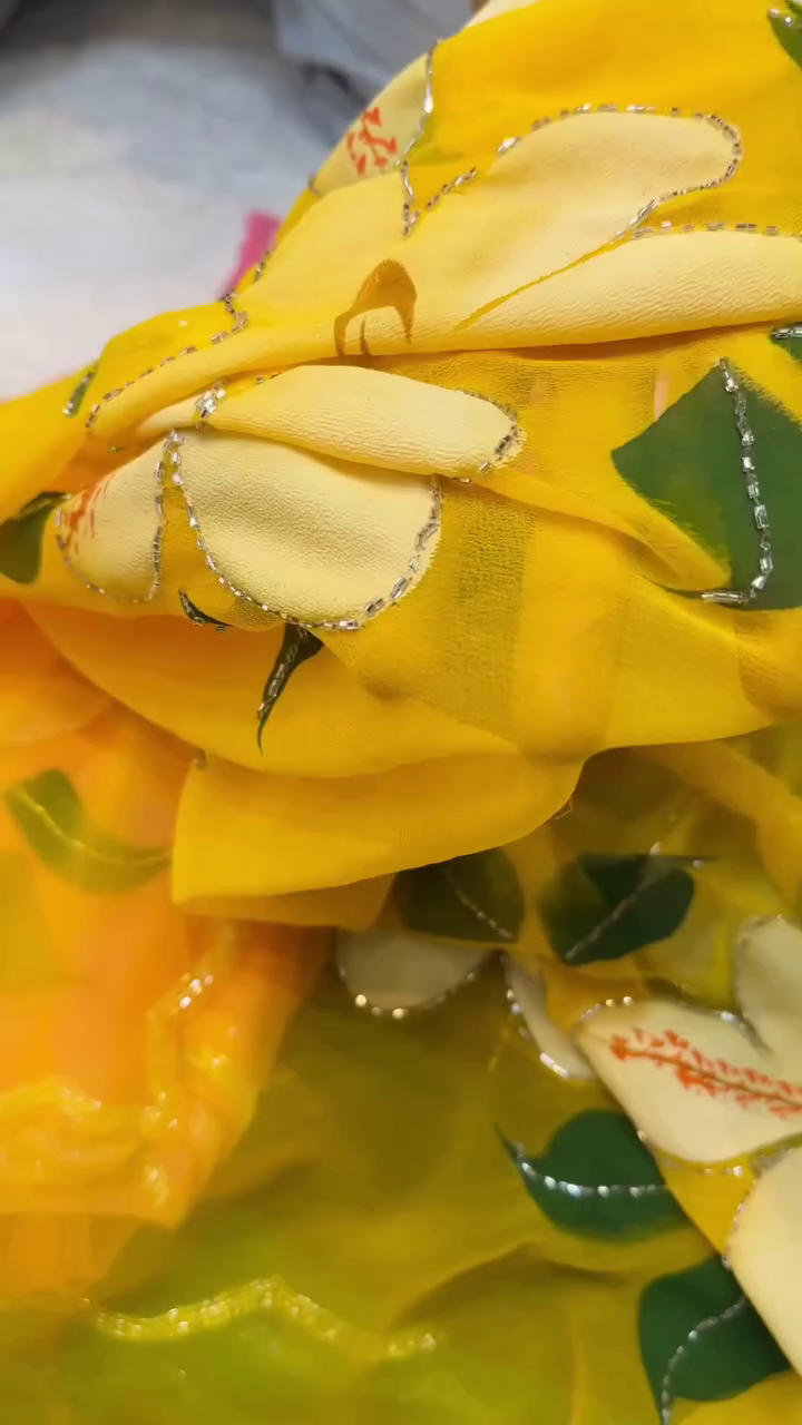 🌸 Blooming Grace Hand-Painted Chiffon Saree Collection 🌸