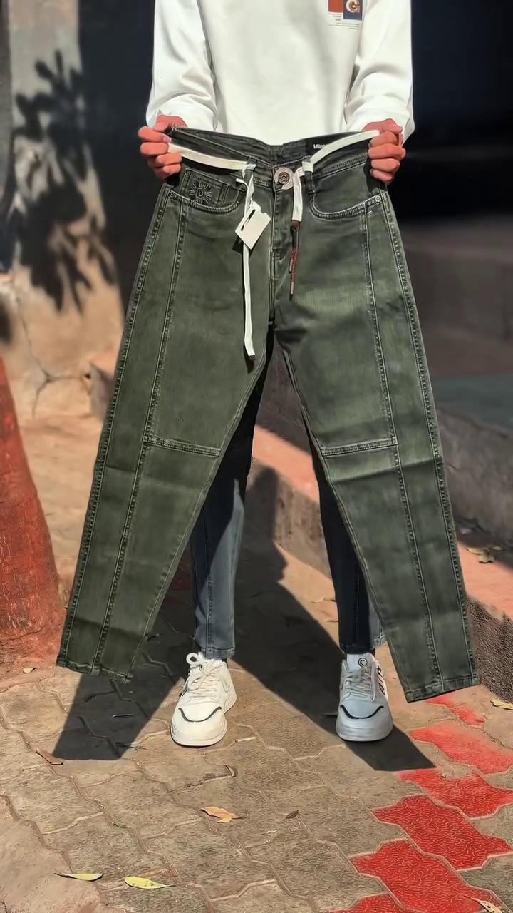 Korean Drawstring Denim Pants – Relaxed Fit Street Essential