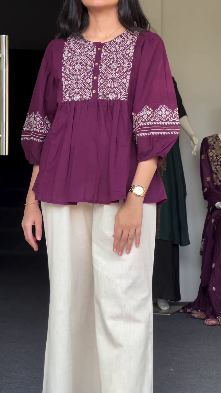 Elegant Embroidered Peplum Top – Timeless Ethnic Charm