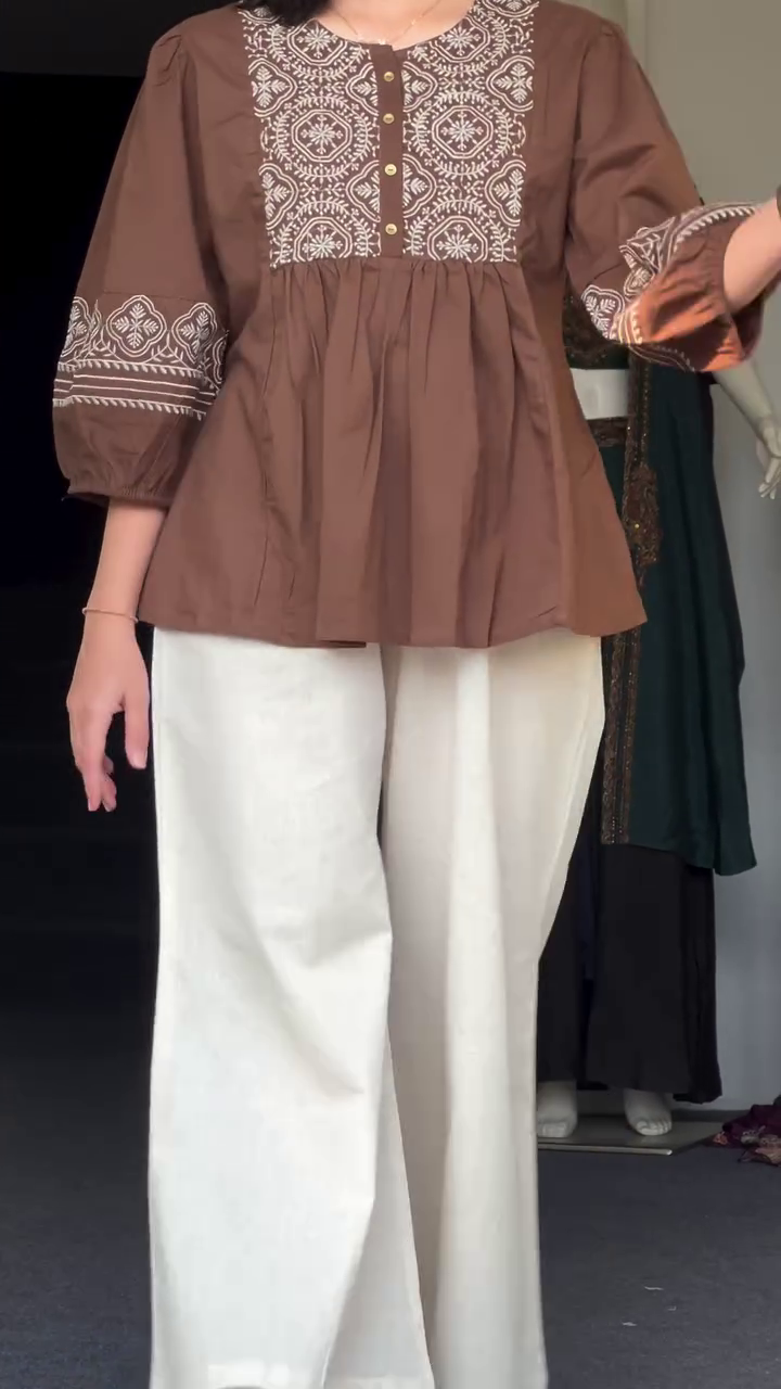 Elegant Embroidered Peplum Top – Timeless Ethnic Charm