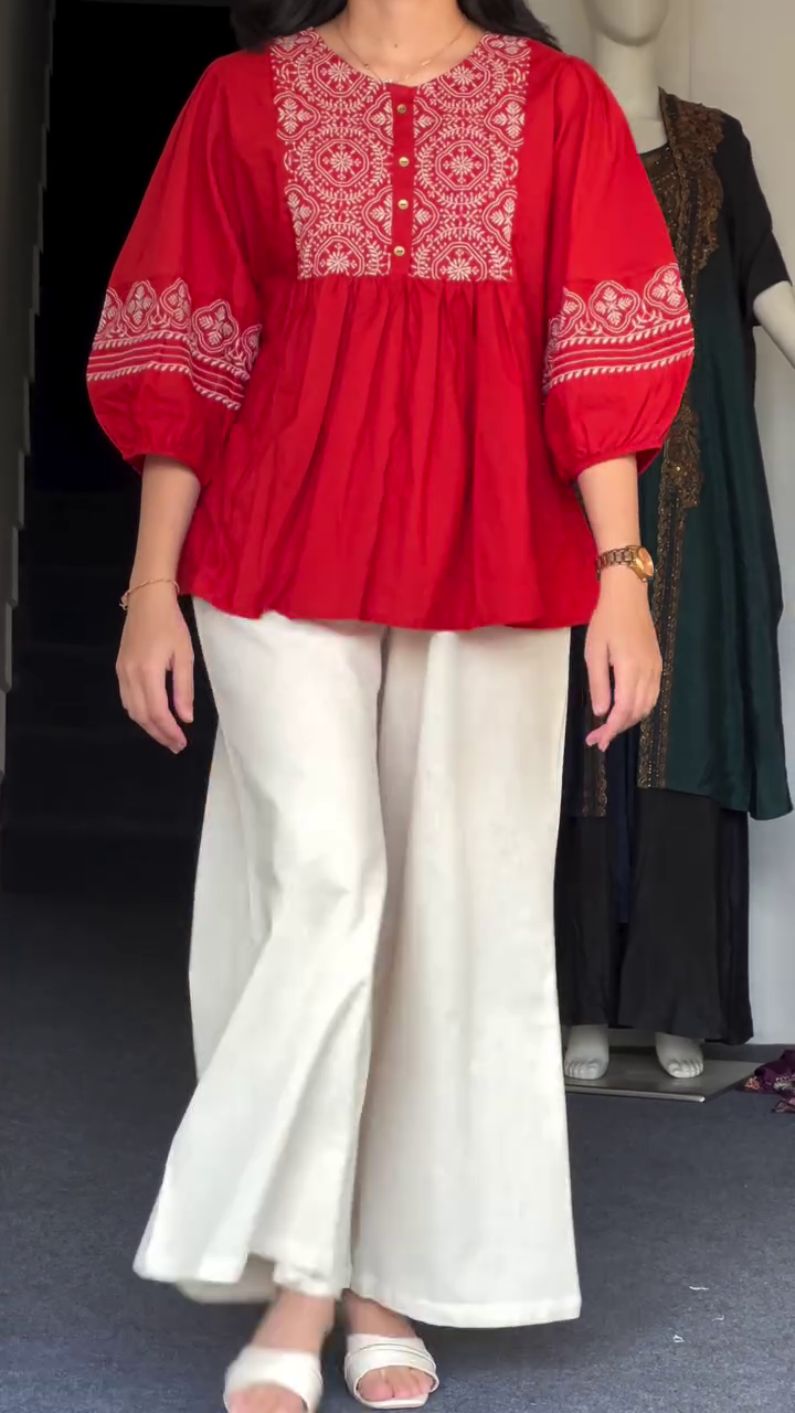 Elegant Embroidered Peplum Top – Timeless Ethnic Charm