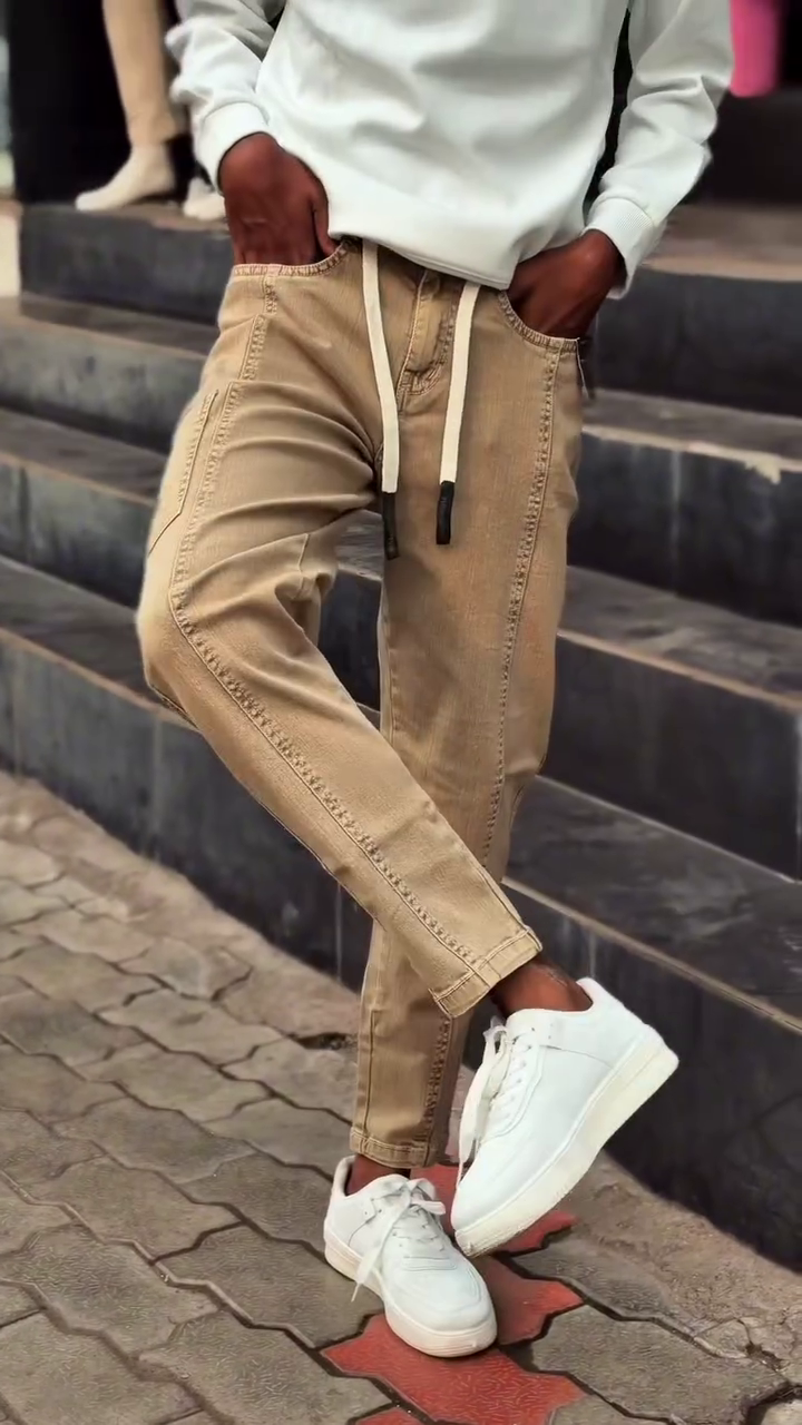 Slim-Fit Drawstring Jogger Pants for Men