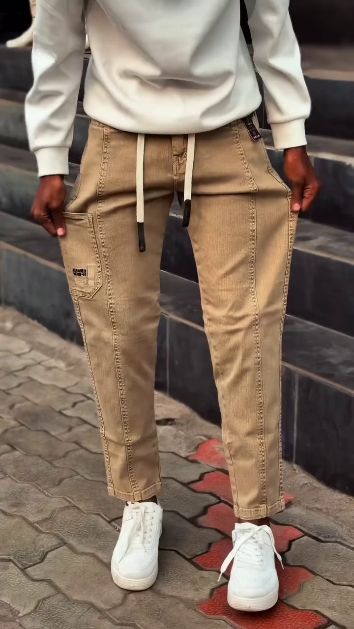 Slim-Fit Drawstring Jogger Pants for Men