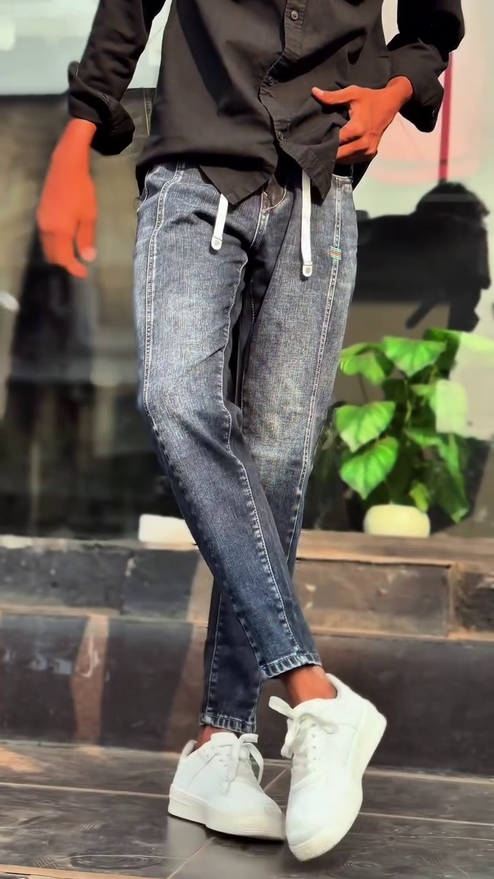 Drawstring Slim Denim Jeans for Men