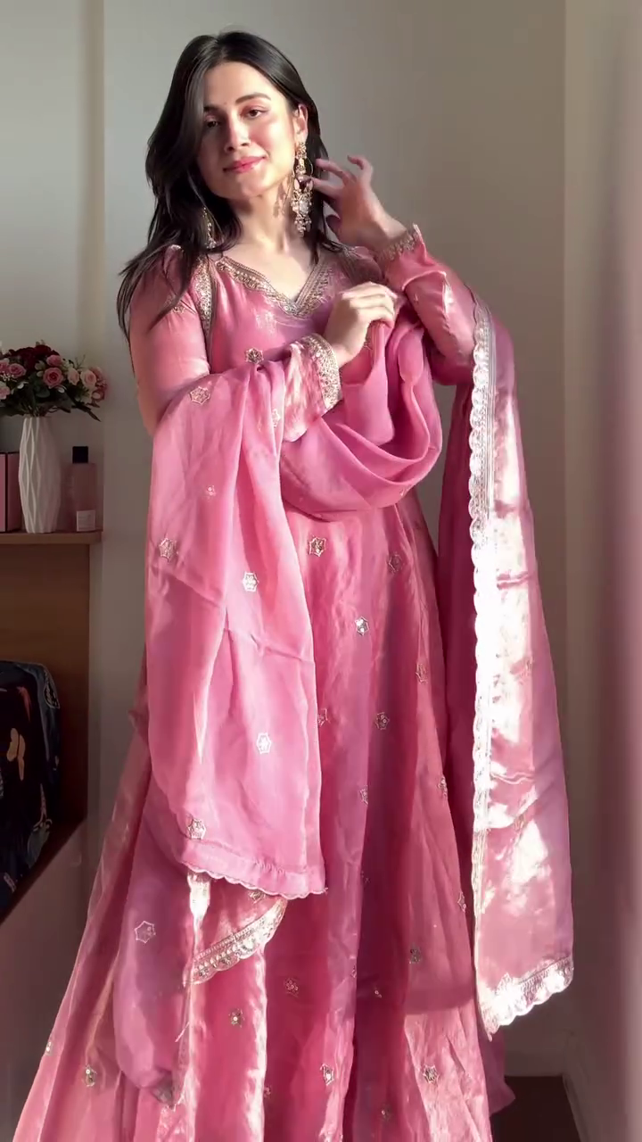 Rosé Noor Embroidered Anarkali Suit Set with Dupatta