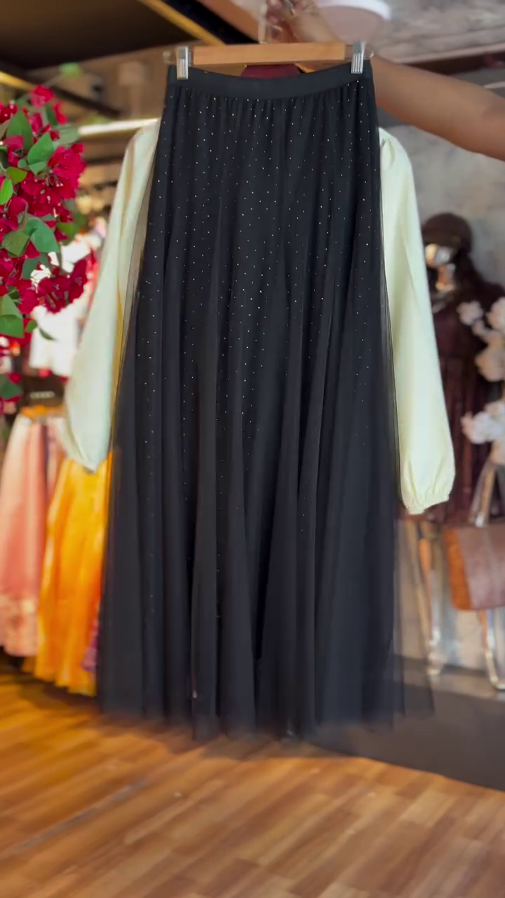 Midnight Sparkle Pleated Maxi Skirt With Ivory Grace Bow-Detail Peplum Top