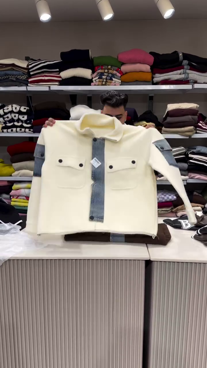 🤎 Urban Contrast Denim-Patch Cropped Jacket