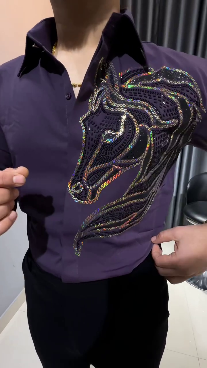 Regal Stallion Luxe Embroidered Shirt for Men
