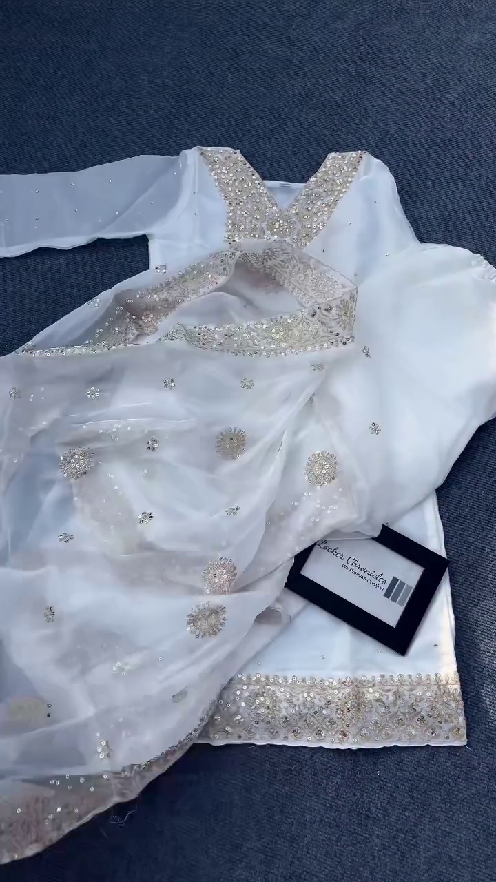 White Embroidered Kurta Pant Dupatta Set