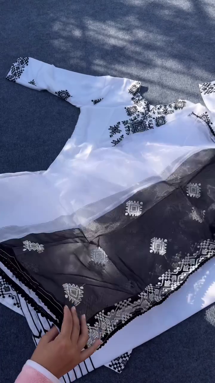 Embroidered Cotton Kurta Set with Contrast Dupatta