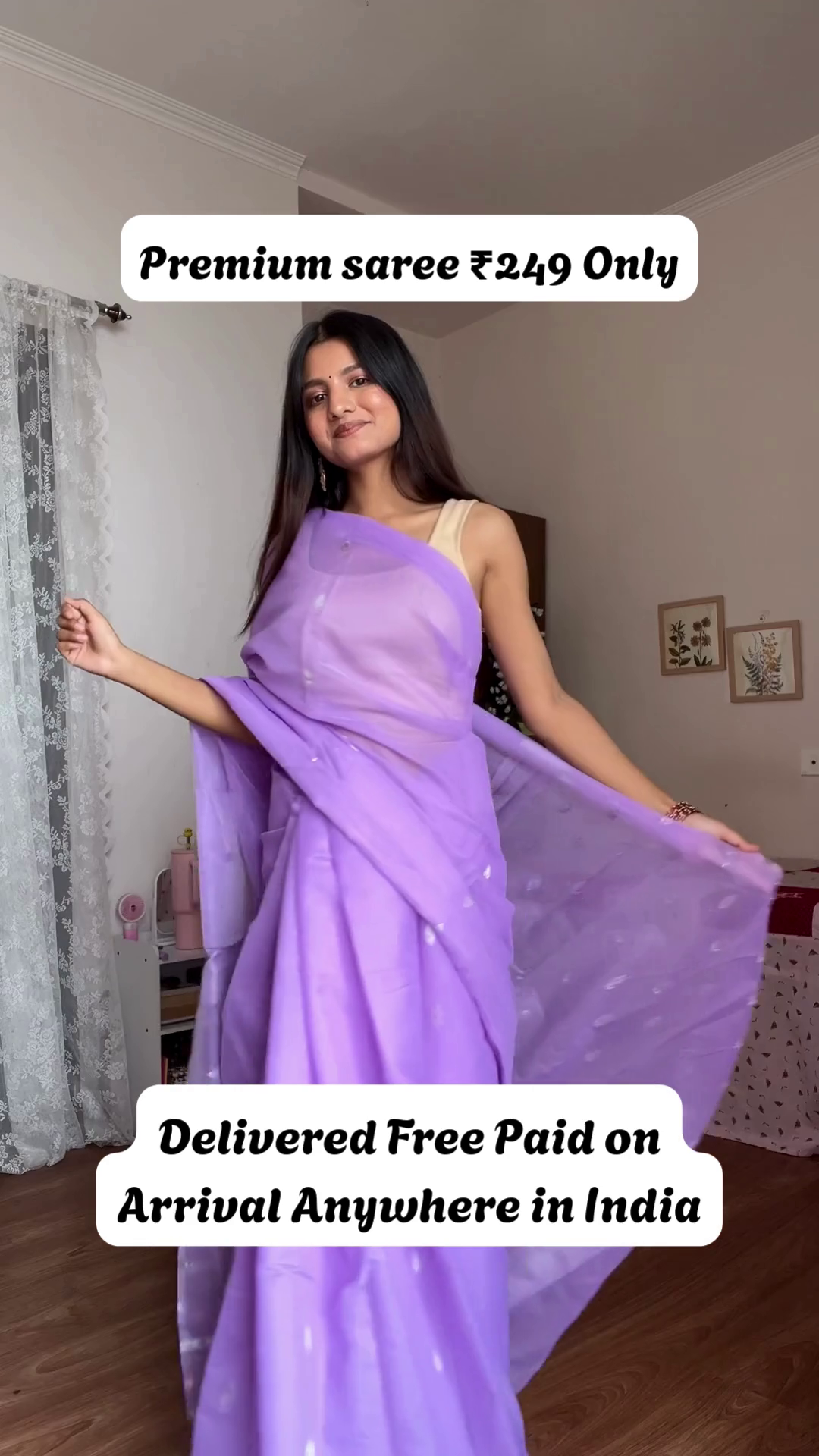 Elegant Dotted Brown Saree with Metallic Border