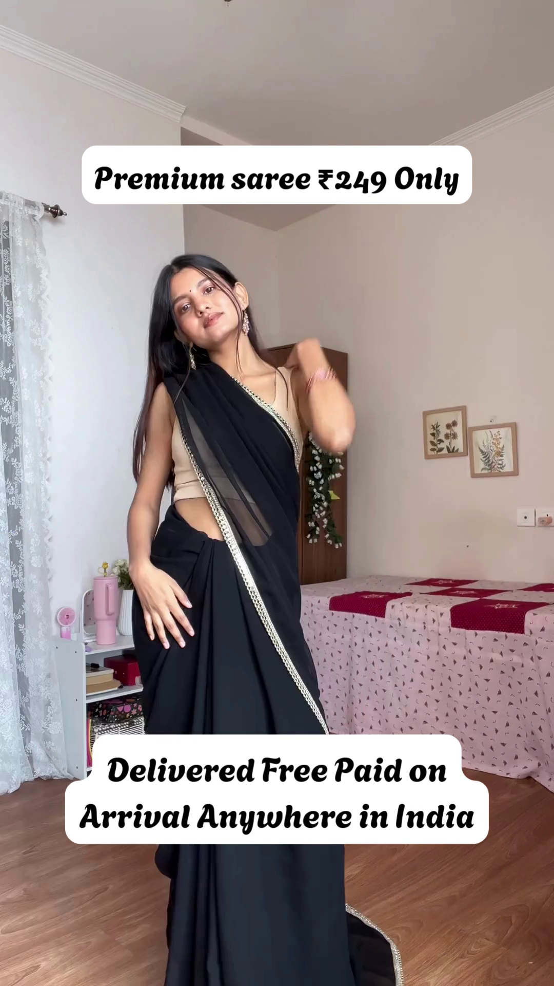 Elegant Dotted Brown Saree with Metallic Border
