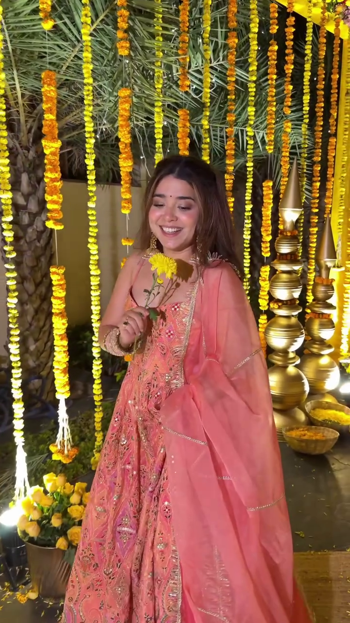 Peach Embroidered Lehenga