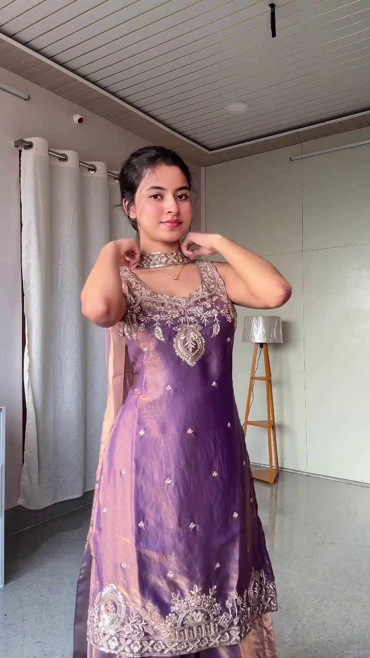 Royal Amethyst Embroidered Silk Suit Set