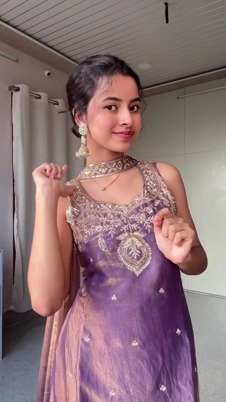 Royal Amethyst Embroidered Silk Suit Set