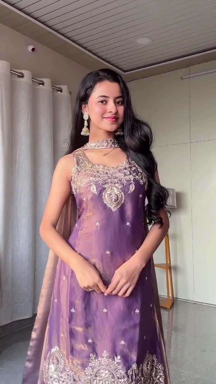 Royal Amethyst Embroidered Silk Suit Set