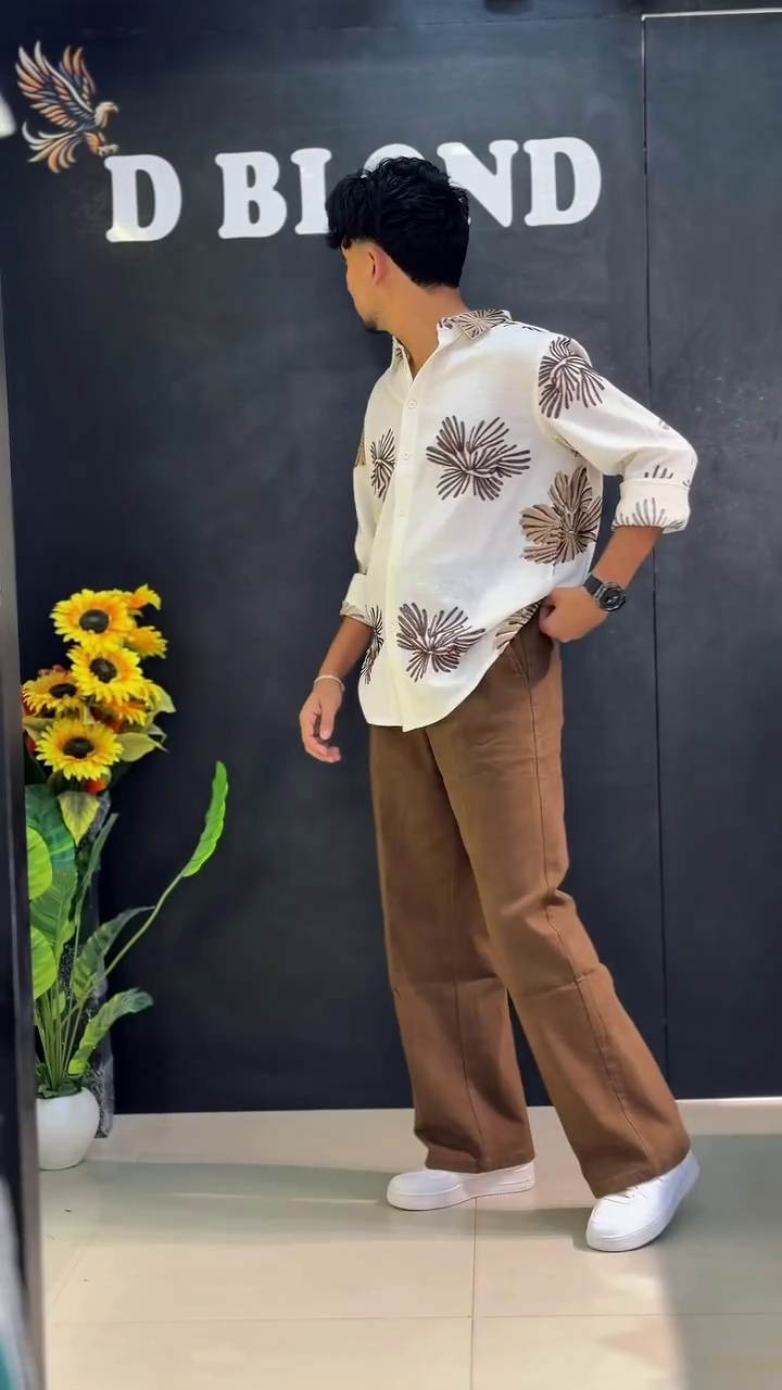 Midnight Black Embroidered Statement Shirt with Artistic Floral Detailing