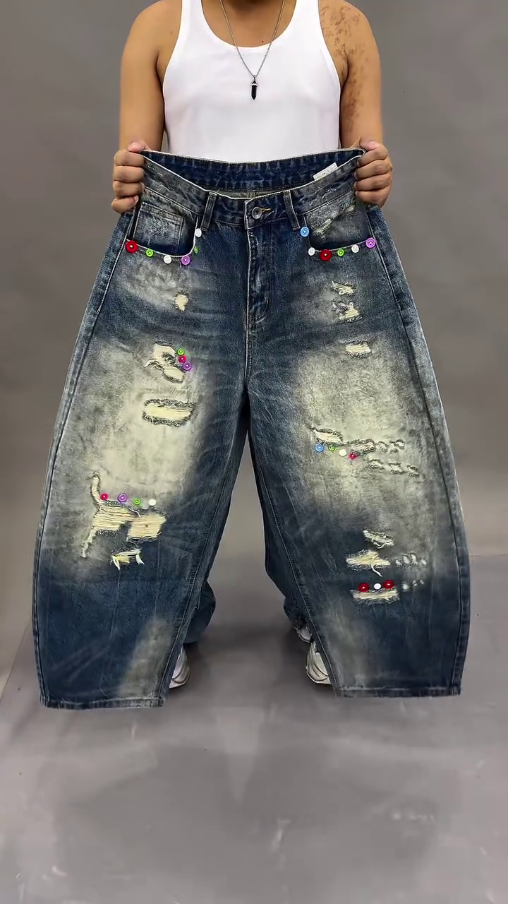 Urban Splash Wide-Leg Graphic Jeans