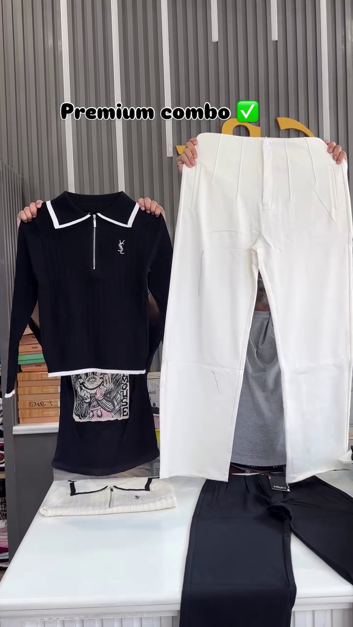 Premium Chic Knit & Tailored Trouser Combo