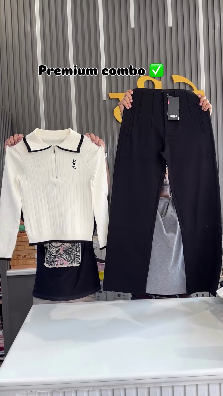 Premium Chic Knit & Tailored Trouser Combo