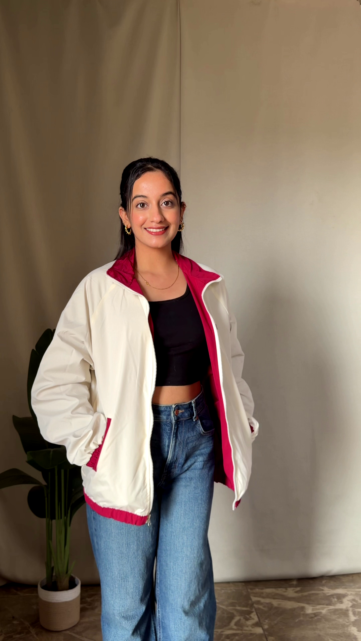 Reversible Contrast Windbreaker Jacket