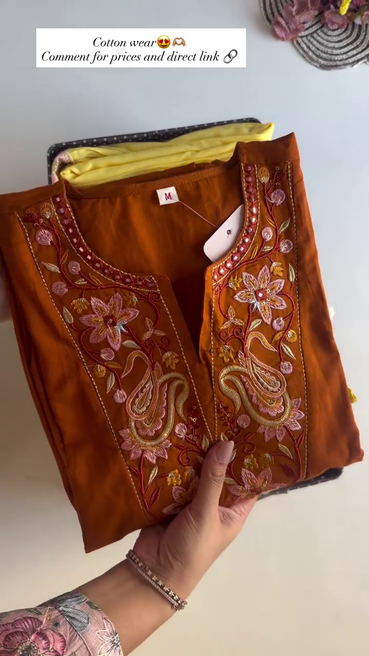 Minimal Rust Cotton Kurti by DITHYA