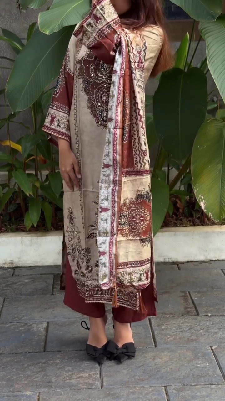 Elegant Printed Ethnic Suit with Dupatta