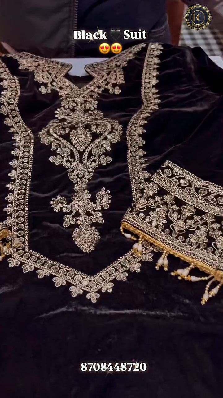 Royal Black Velvet Embroidered Suit