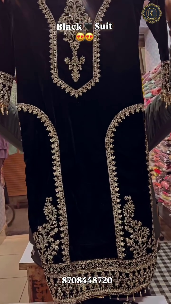 Royal Black Velvet Embroidered Suit