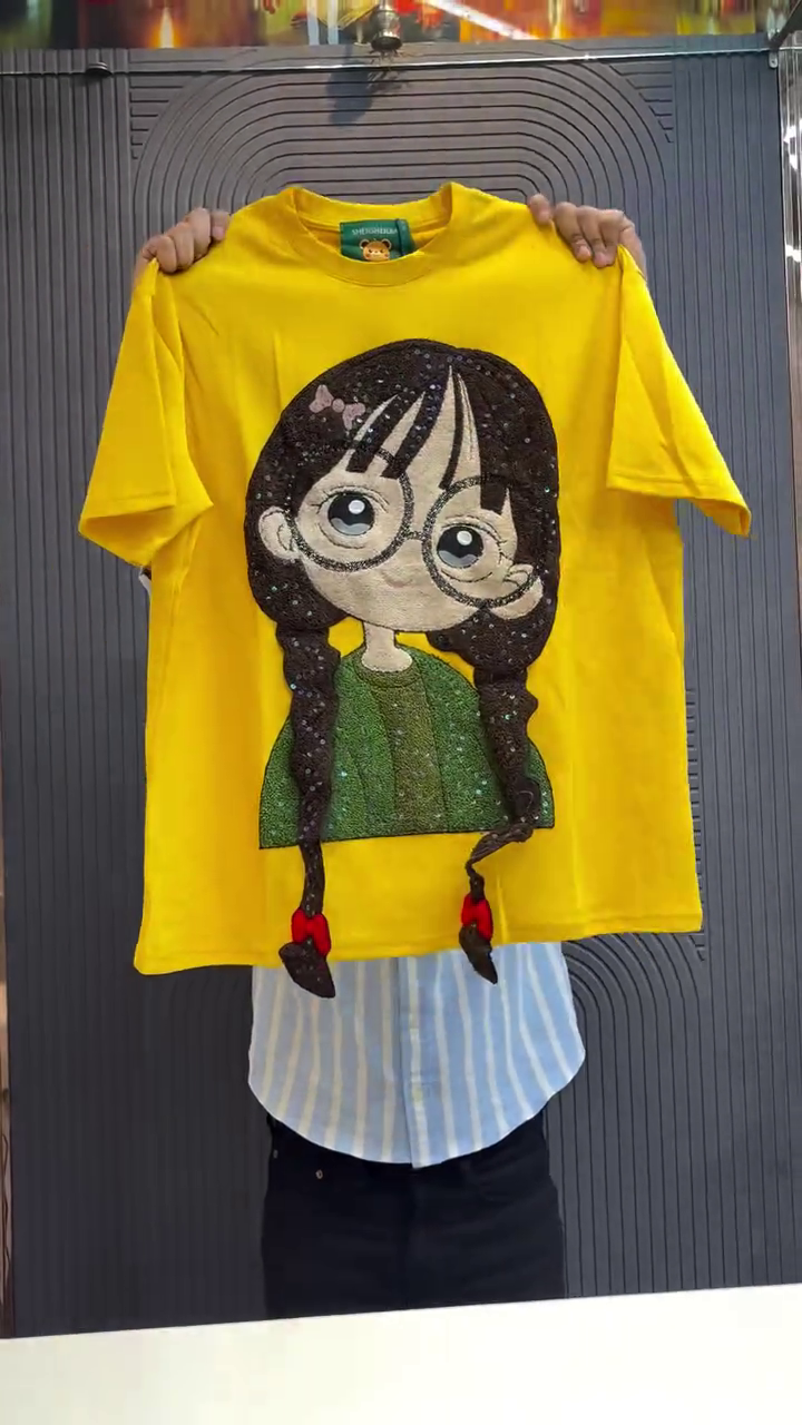 Trendy Brown Cartoon Graphic T-Shirt