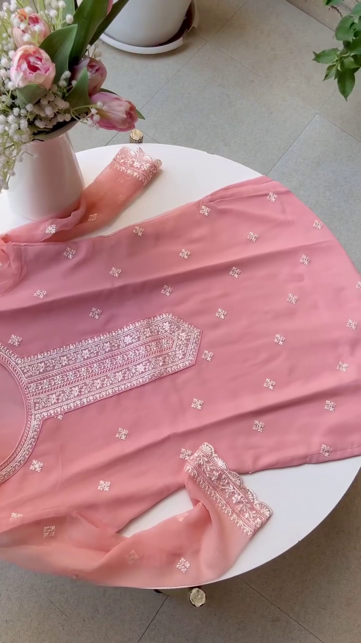 Blush Pink Embroidered Dupatta