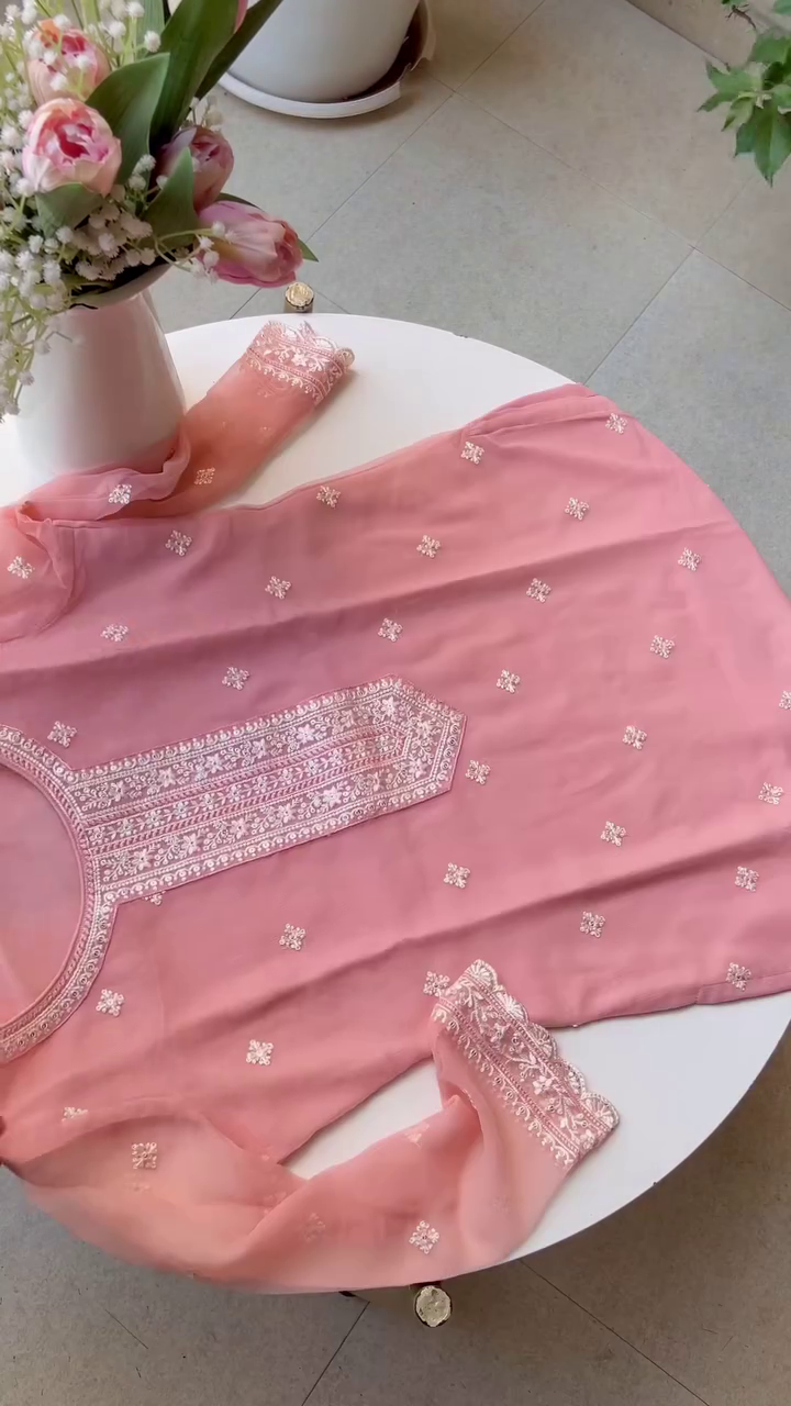 Blush Pink Embroidered Dupatta