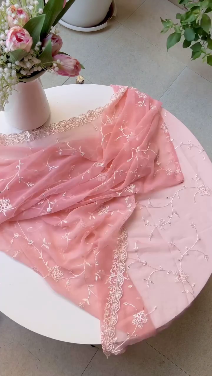 Blush Pink Embroidered Dupatta