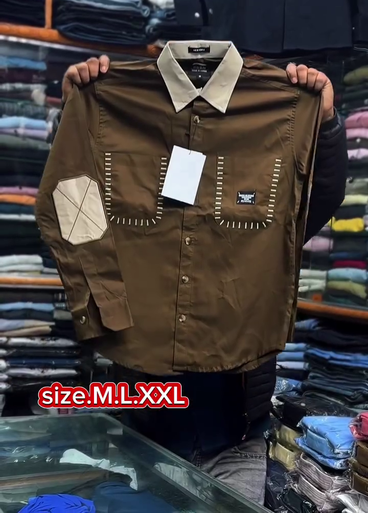 White & Brown Contrast Shirt