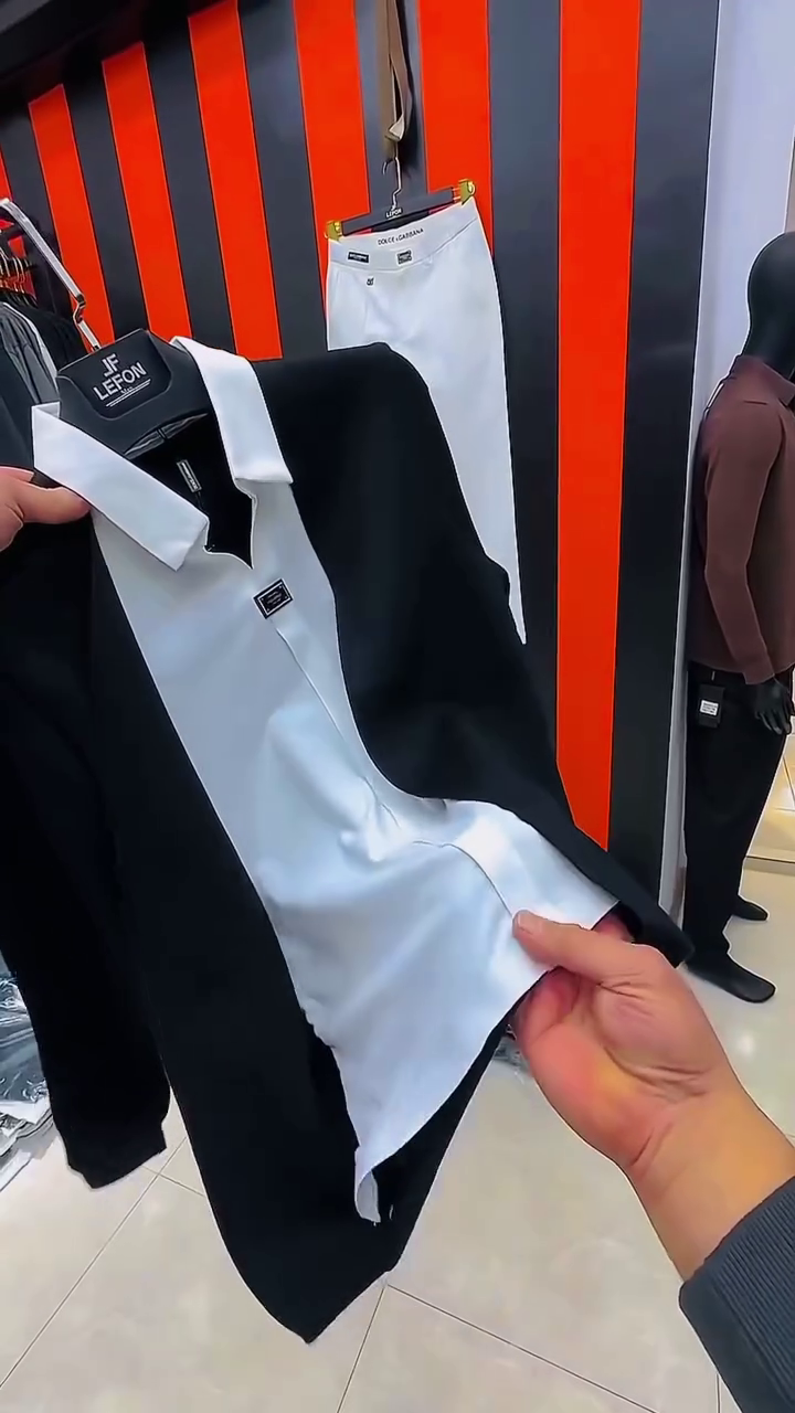 Modern Black and White Contrast Formal Shirt with Elegant Minimal Design