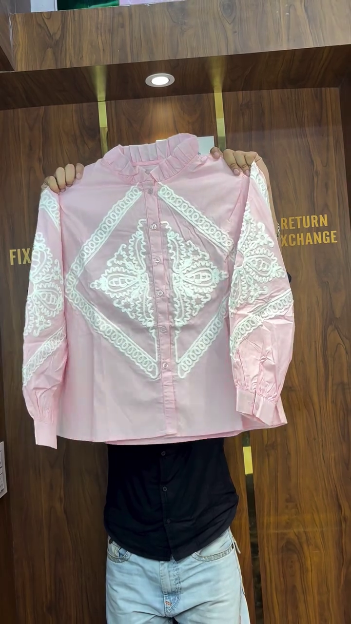 Elegant Pink Embroidered Shirt