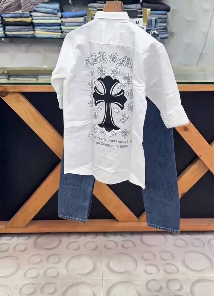 White Graphic Shirt with Denim