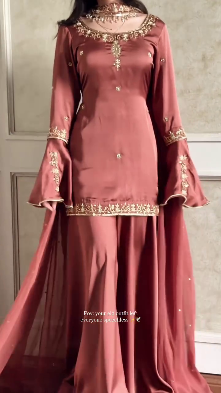 Sophisticated Teal and Gold Sharara Suit with Modern Traditional Appeal