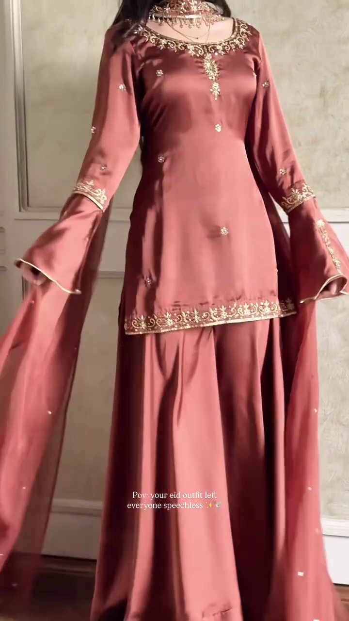 Sophisticated Teal and Gold Sharara Suit with Modern Traditional Appeal