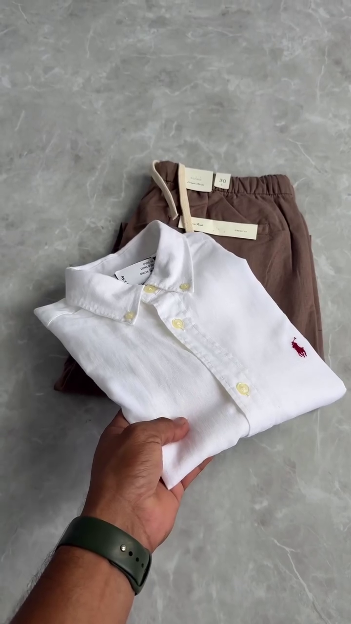 Classic White Shirt and Brown Trouser Combo