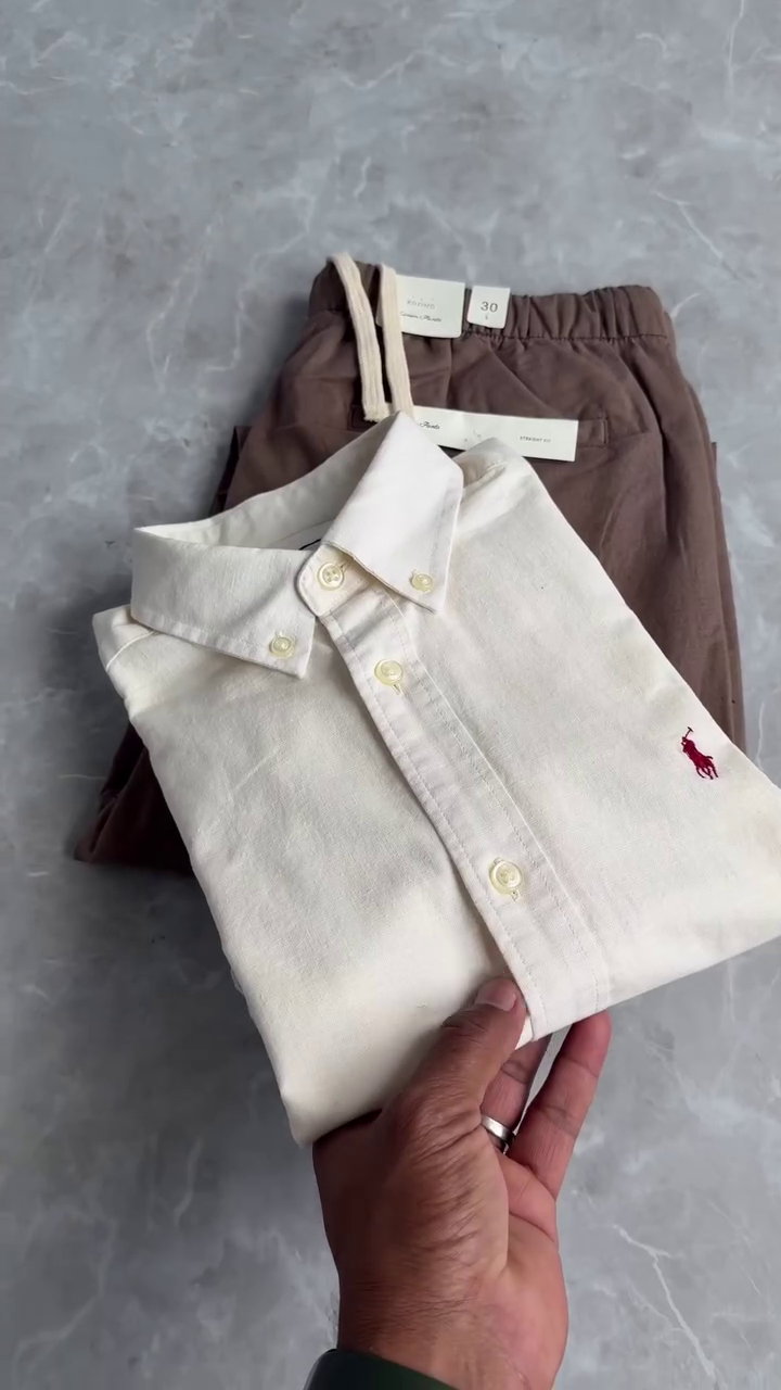 Classic White Shirt and Brown Trouser Combo