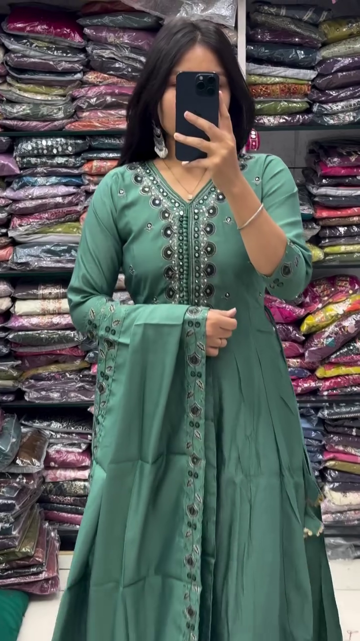 Radiant Lime Green Embroidered Suit