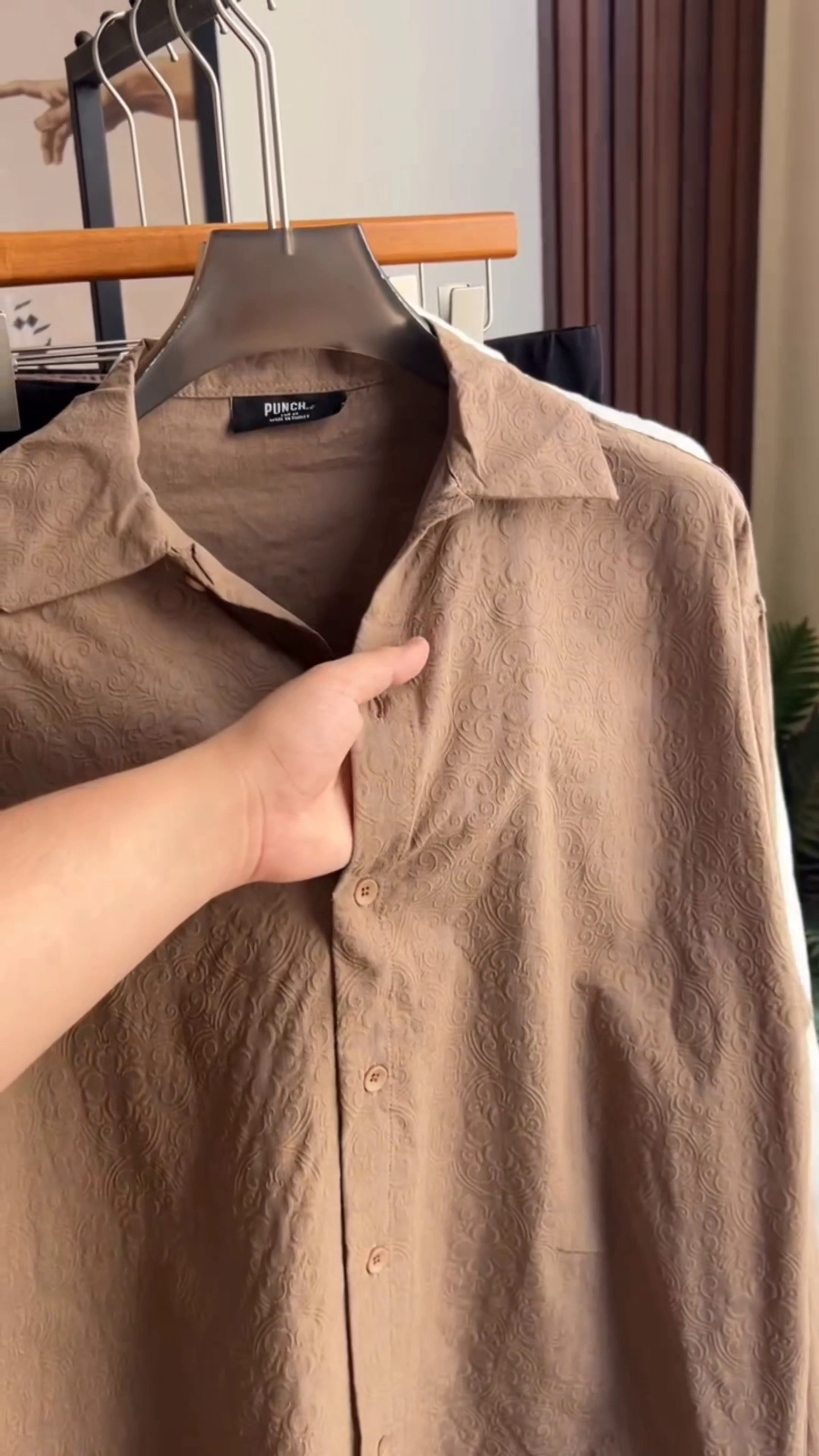 Men's Korean Brown Relaxed Fit Casual Shirt