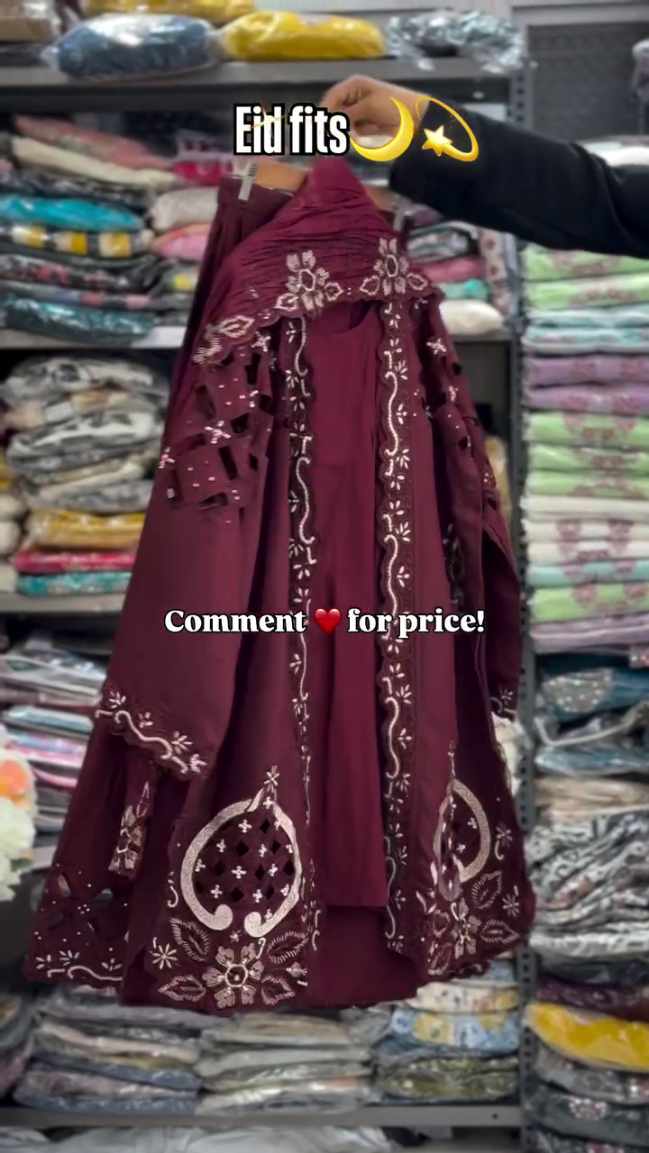 Elegant Maroon Embroidered Eid Dress for Girls  Description