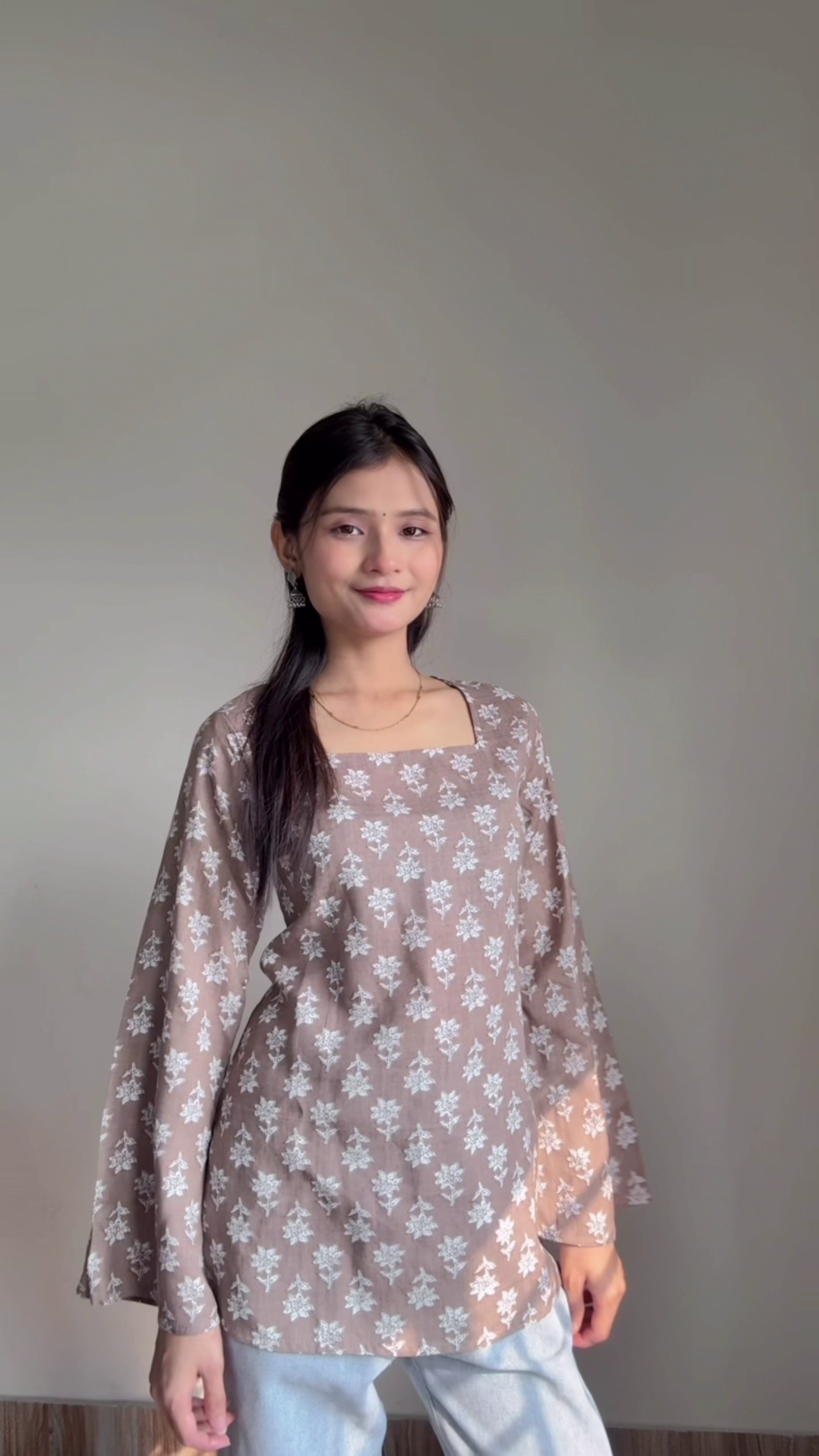 Graceful Pink Korean Baggy Kurti for Elegant Festive Style