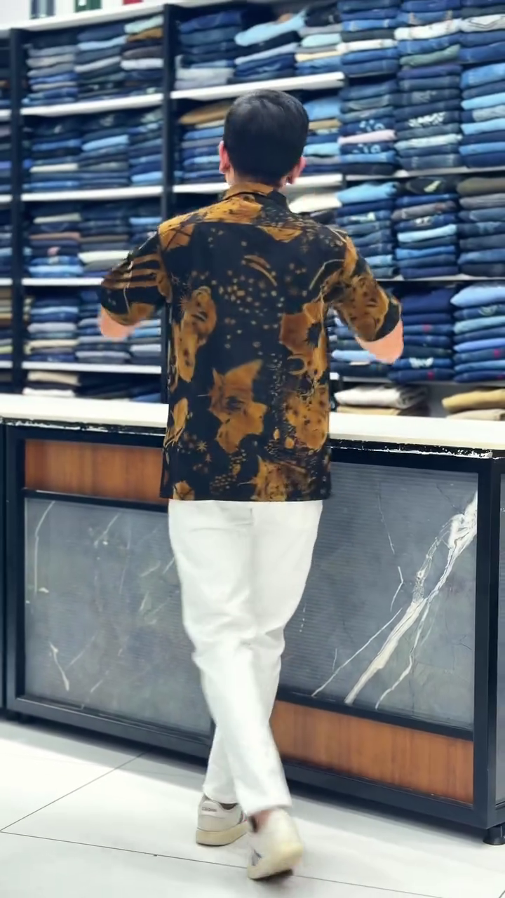 Stylish Black Korean Shirt with White Pants – Modern Eid Look