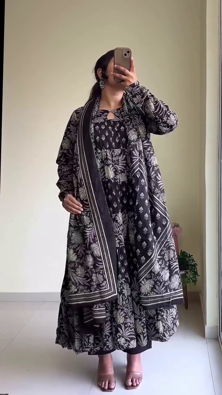 Elegant Rust Orange Anarkali Kurta with Dupatta