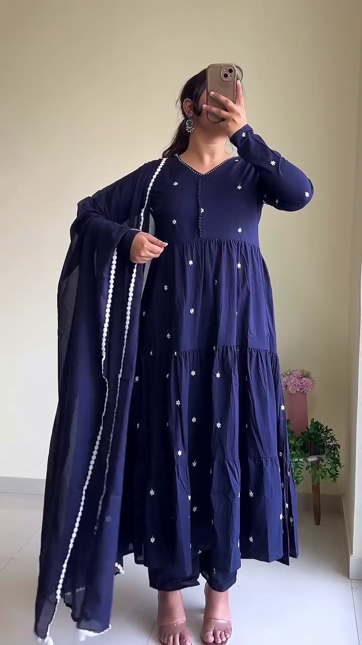 Elegant Rust Orange Anarkali Kurta with Dupatta